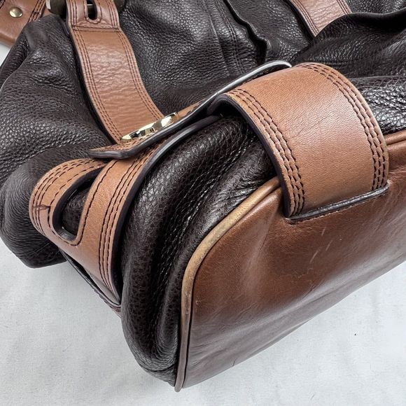 Michael by Michael Kors Brown Pebbled Leather Gold Tone Shoulder Bag Large Purse - Picture 11 of 16